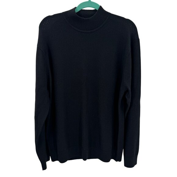 Raffi 100% Extra Fine Merino Wool Black Crew Neck Sweater Mens XL - Picture 1 of 6